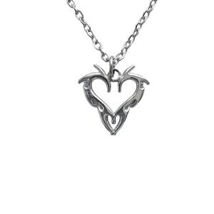 Silver Tribal Heart Necklace handmade dainty stainless steel pendant waterproof